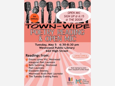 5th Annual Westwood Library Town-wide Poetry & Open Mic Night 