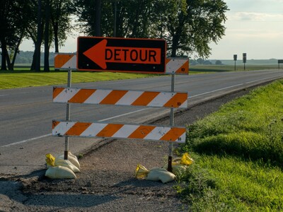 Detours on Highland Ave in Needham
